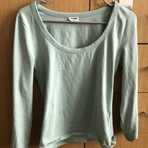 Green, scoop neck, long sleeve tee